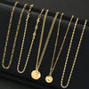 Women’s Alloy Hammered Round Pendant Necklace With Electroplated Finish And Layered Geometric Collarbone Chain Style