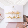 Women's Alloy Handmade Light Luxury Style Rhinestone Hairpin Side Clip With Double Clip Bow Design