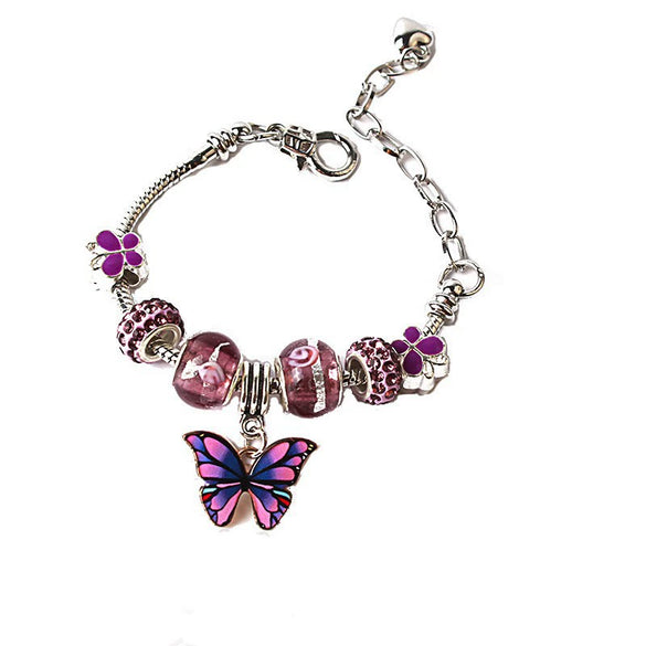 Women's Alloy Heart Flower Beaded Bracelet With Electroplated Finish Trendy Fashion Jewelry