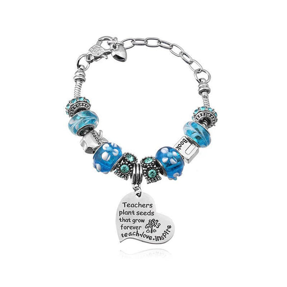Women's Alloy Heart Flower Beaded Bracelet With Electroplated Finish Trendy Fashion Jewelry