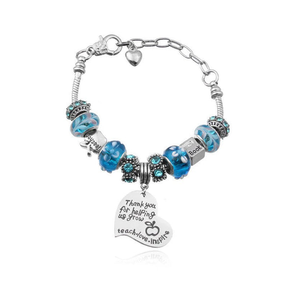 Women's Alloy Heart Flower Beaded Bracelet With Electroplated Finish Trendy Fashion Jewelry