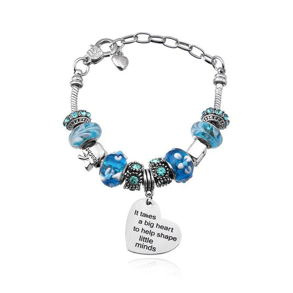 Women's Alloy Heart Flower Beaded Bracelet With Electroplated Finish Trendy Fashion Jewelry