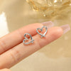 Women's Alloy Heart Shape Diamondembedded Electroplated Stud Earrings