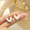 Women's Alloy Heart Shape Diamondembedded Electroplated Stud Earrings
