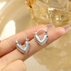 Women's Alloy Heart Shape Diamondembedded Electroplated Stud Earrings