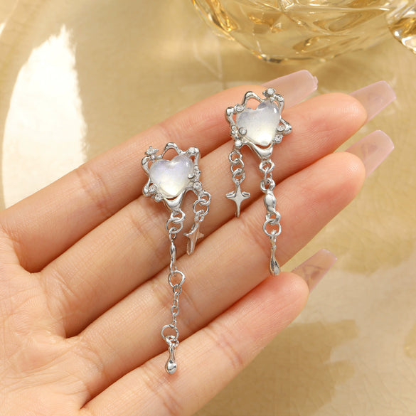 Women's Alloy Heart Shape Diamondembedded Electroplated Stud Earrings