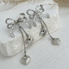 Women's Alloy Heartshaped And Bow Pattern Electroplated Metal Chain Pendant Earrings
