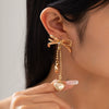 Women's Alloy Heartshaped And Bow Pattern Electroplated Metal Chain Pendant Earrings