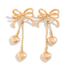 Women's Alloy Heartshaped And Bow Pattern Electroplated Metal Chain Pendant Earrings
