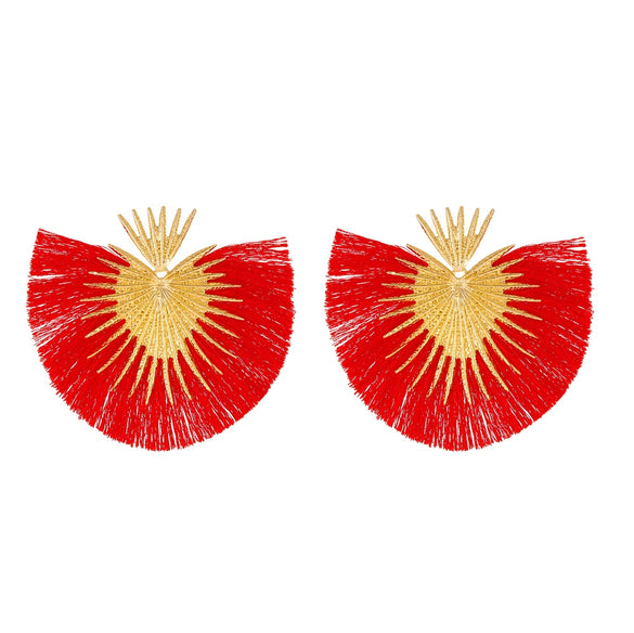 Women's Alloy Heartshaped Geometric Retro Exaggerated Tassel Electroplated Earrings