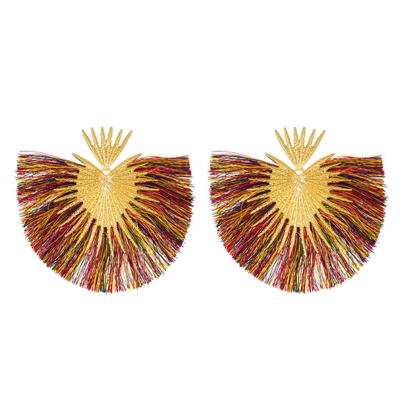 Women's Alloy Heartshaped Geometric Retro Exaggerated Tassel Electroplated Earrings