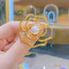 Women's Alloy Hollow Flower Electroplated Camellia Brooch Suit Pin Accessories