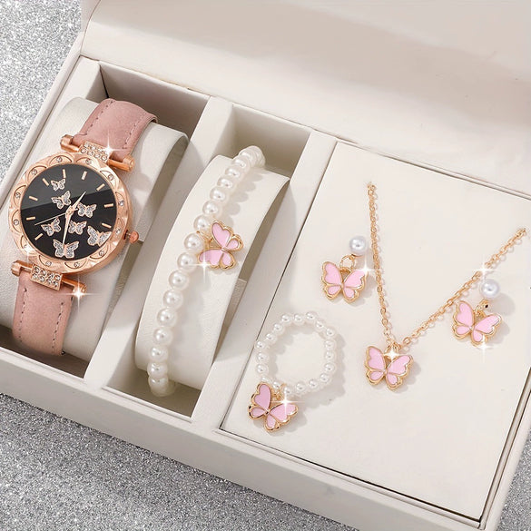 Women's Alloy Imitation Leather Belt Watch With Round Dial And Pin Buckle Leisure Style