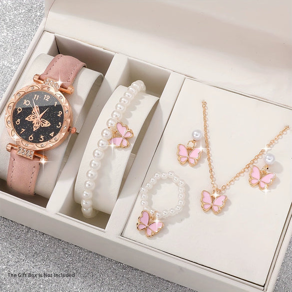 Women's Alloy Imitation Leather Belt Watch With Round Dial And Pin Buckle Leisure Style