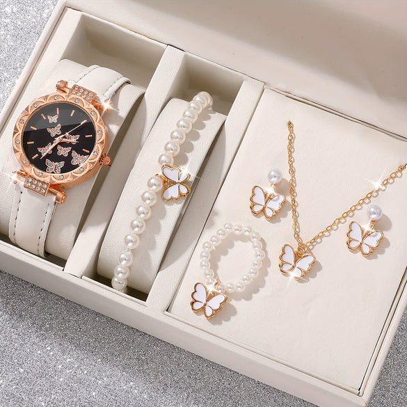Women's Alloy Imitation Leather Belt Watch With Round Dial And Pin Buckle Leisure Style