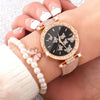 Women's Alloy Imitation Leather Belt Watch With Round Dial And Pin Buckle Leisure Style