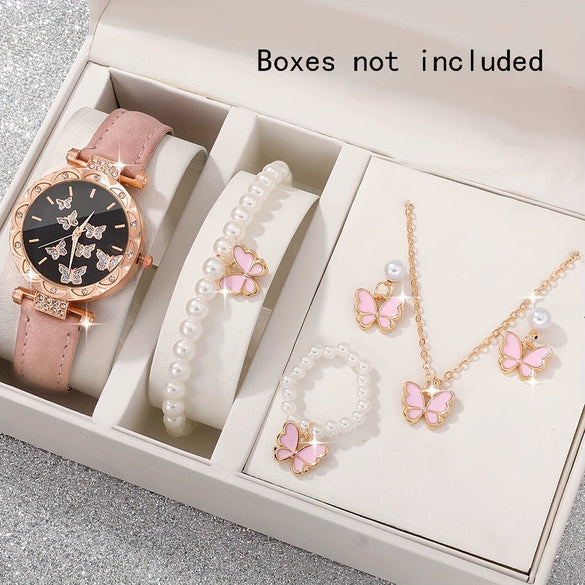 Women's Alloy Imitation Leather Belt Watch With Round Dial And Pin Buckle Leisure Style