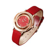 Women's Alloy Imitation Leather Stainless Steel Fashion Diamond Wiredrawing Round Dial Quartz Belt Watch