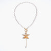 Women's Alloy Imitation Pearl Necklace With Geometric Flower Pendant And Polished Electroplated Chain Jewelry