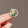 Women's Alloy Imitation Rhinestone Rice Ear Shaped Brooch With Electroplating Treatment