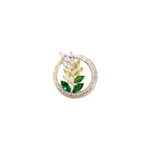 Women's Alloy Imitation Rhinestone Rice Ear Shaped Brooch With Electroplating Treatment