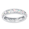 Women's Alloy Inlaid Opal Ring With Geometric Rainbow Design Electroplated Unique Engagement Proposal Hand Jewelry