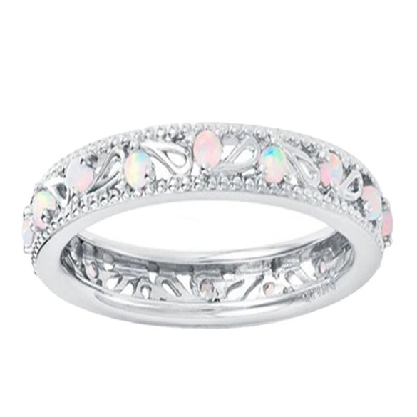 Women's Alloy Inlaid Opal Ring With Geometric Rainbow Design Electroplated Unique Engagement Proposal Hand Jewelry