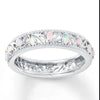 Women's Alloy Inlaid Opal Ring With Geometric Rainbow Design Electroplated Unique Engagement Proposal Hand Jewelry