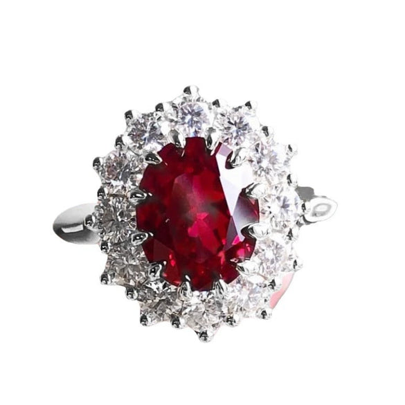 Women's Alloy Jewelry With Flower Pattern And Electroplating Ruby Ring And Diamond Bracelet