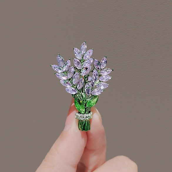 Women's Alloy Lavender Flower Brooch With Electroplating And Minimalist Design