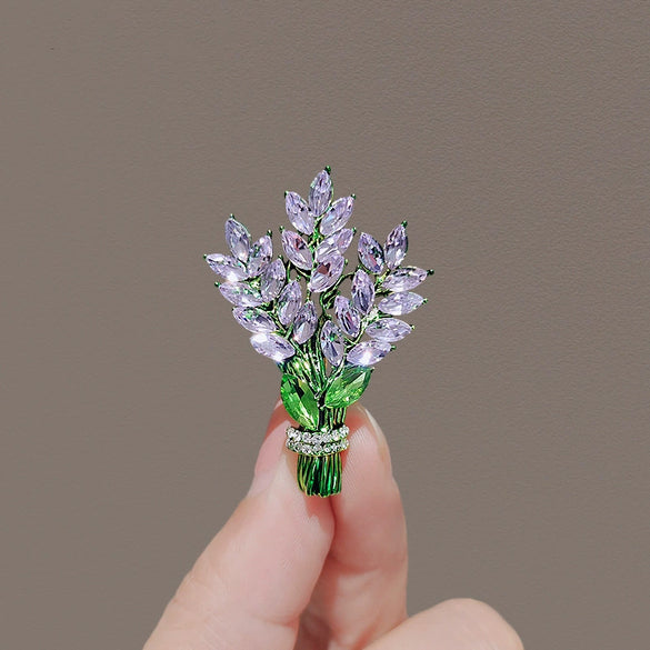 Women's Alloy Lavender Flower Brooch With Electroplating And Minimalist Design