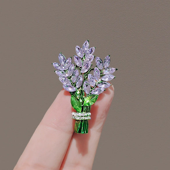 Women's Alloy Lavender Flower Brooch With Electroplating And Minimalist Design