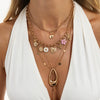 Women's Alloy Layered Pendant Necklace With Heart Sunflower And Water Drop Charms Geometric Irregular Chain And Plated Sweet Cool Style