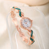Women's Alloy Leaf Bracelet Quartz Watch Round Dial Stainless Steel Buckle Fashionable Style