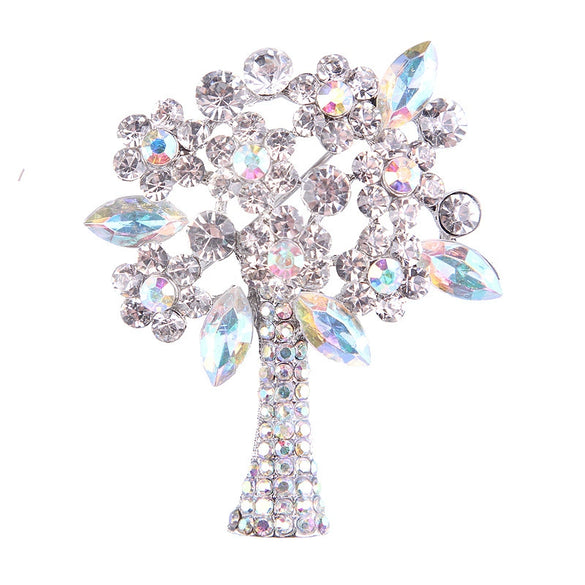 Women's Alloy Leaf Brooch With Crystal And Artificial Gem Accents Floral Pin For Scarf And Clothing Decoration