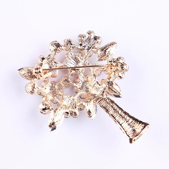 Women's Alloy Leaf Brooch With Crystal And Artificial Gem Accents Floral Pin For Scarf And Clothing Decoration