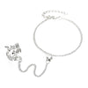 Women's Alloy Leaf Microinlay Ring Bracelet Conjoined Set Jewelry