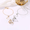 Women's Alloy Leaf Microinlay Ring Bracelet Conjoined Set Jewelry
