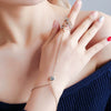 Women's Alloy Leaf Microinlay Ring Bracelet Conjoined Set Jewelry