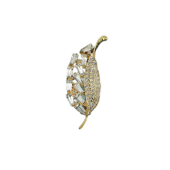 Women's Alloy Leaf Rhinestone Brooch Electroplating Minimalist Design