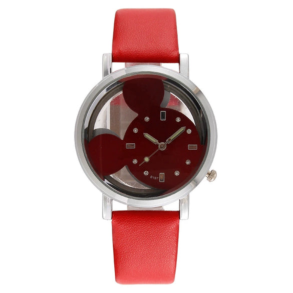 Women's Alloy Leather Belt Quartz Watch With Circular Dial And Fashion Style