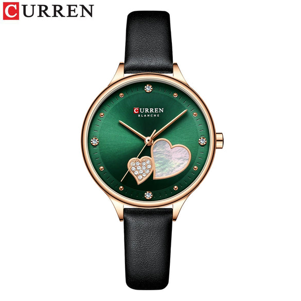 Women's Alloy Leather Casual Round Waterproof Quartz Watch With Pin Buckle And Onion Crown