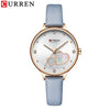 Women's Alloy Leather Casual Round Waterproof Quartz Watch With Pin Buckle And Onion Crown