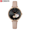 Women's Alloy Leather Casual Round Waterproof Quartz Watch With Pin Buckle And Onion Crown