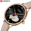 Women's Alloy Leather Casual Round Waterproof Quartz Watch With Pin Buckle And Onion Crown