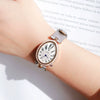 Women's Alloy Leather Gold Clasp Oval Dial Fashion Waterproof Quartz Watch