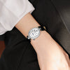 Women's Alloy Leather Gold Clasp Oval Dial Fashion Waterproof Quartz Watch