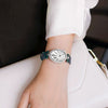Women's Alloy Leather Gold Clasp Oval Dial Fashion Waterproof Quartz Watch