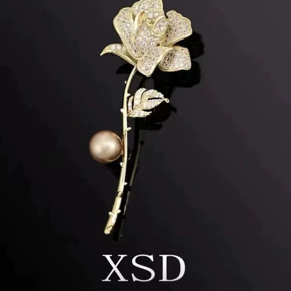 Women's Alloy Leaves Rose Corsage Natural Style Electroplated Clothes Accessories Coat Brooch