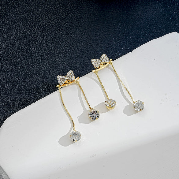 Women's Alloy Light Luxury Diamond Bow Tassel Earrings